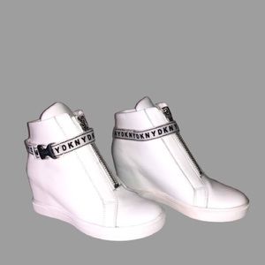 DKNY White and Black High Top Sneakers